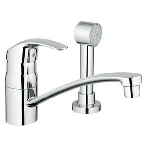 Image of Grohe Eurosmart Kitchen Faucet with Side Spray - 31134 - Starlight Chrome
