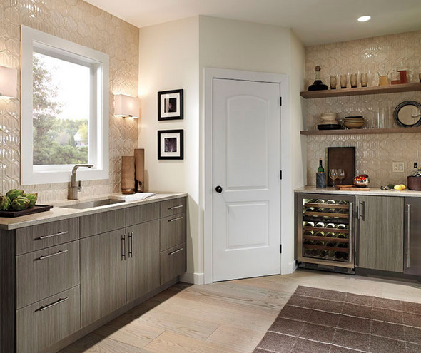 Sleek grey cabinets from Kitchen Craft
