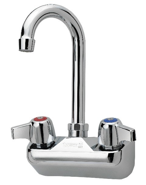 Image of Krowne Commercial Series 4" Center Wall Mount Faucet, 3-1/2" Gooseneck Spout - 10-400