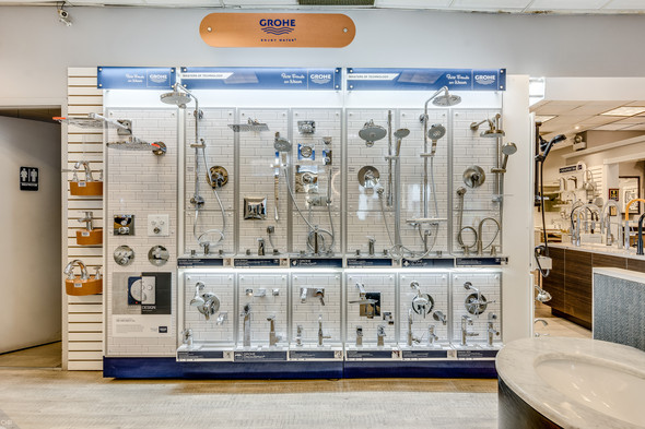 Grohe brand bathroom products on display at the Consumer Supply showroom