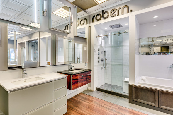 Robern bathroom products in showroom
