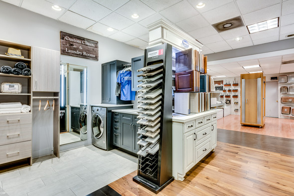 Consumer Supply showroom featuring counter and cabinet samples