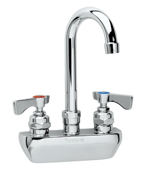 Image of Krowne Royal Series 4" Center Wall Mount Faucet, 3-1/2" Gooseneck Spout, Low Lead - 14-400 - 14-400L