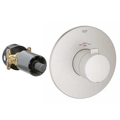 Image of Grohe GrohFlex Cosmopolitan Custom Shower Thermostatic Trim with Control Module - 19879 - Brushed Nickel