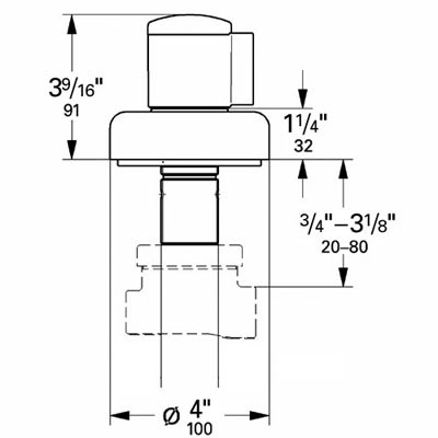 Dimensions for Grohe Grohtherm 5-Port Diverter Valve Trim - 19905