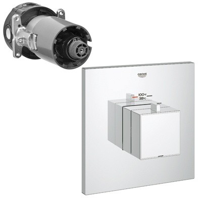 Image of Grohe Grohflex Eurocube Custom Shower Thermostatic Trim with Control Module - 19928 - Starlight Chrome