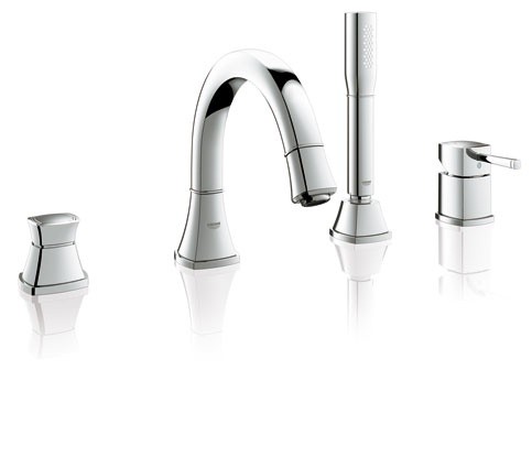 Image of Grohe Grandera Roman Tub Filler with Personal Hand Shower - 19936 - Starlight Chrome