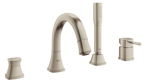 Image of Grohe Grandera Roman Tub Filler with Personal Hand Shower - 19936 - Brushed Nickel