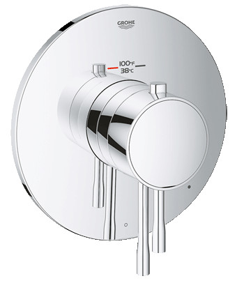 Image of Grohe Essence Single Function Thermostatic Valve with Control Module - 19987 - Starlight Chrome