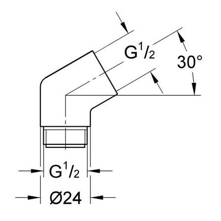 Dimensions for Grohe Sena Adapter Elbow - 28389