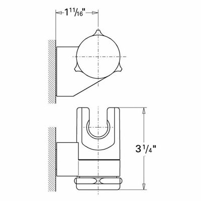 Dimensions for Grohe Hand Shower Holder - 28623