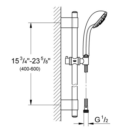 Dimensions for Grohe Relexa Ultra 5 Shower System - 28917