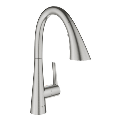 Image of Grohe Zedra Single-Handle Triple Spray Kitchen Faucet (Prep/Bar Size) - 30368 - SuperSteel