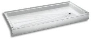 Image of Mustee 30" x 60" Fiberglass Molded Shower Base with Right Drain - 3060R