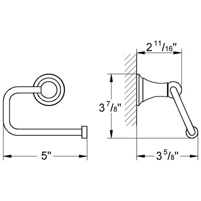Dimensions for Grohe Seabury Paper Holder - 40160