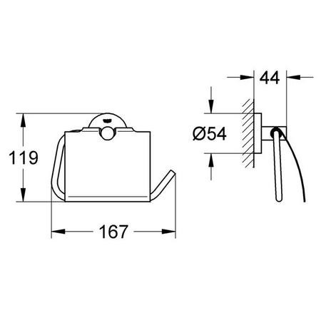 Dimensions for Grohe Paper Holder - 40367