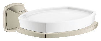 Image of Grohe Grandera Ceramic Soap Dish with Holder - 40628 - Brushed Nickel