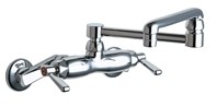 Image of Chicago Faucets Wall Mounted Adjustable Center Kitchen Faucet - 445-DJ13-ABCP - Polished Chrome