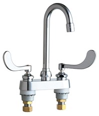 Image of Chicago Faucets Deck Mounted 4" Centerset Kitchen Faucet - 895-317ABCP - Polished Chrome