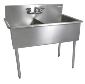 Image of BK Resources Double Bowl Utility Sink 39" x 24.5" x 14" Deep - BK8BS-2-1821-12