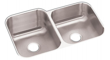 Image of Elkay Dayton Stainless Steel 31-3/4" x 20-1/2" x 10", Offset Double Bowl Undermount Sink - DCFU312010R