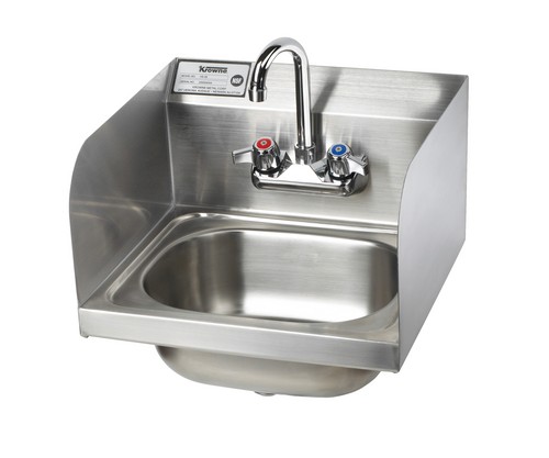 Image of Krowne Stainless Steel Hand Sink 16" W x 15" with Sidesplashes & Faucet - HS-26L