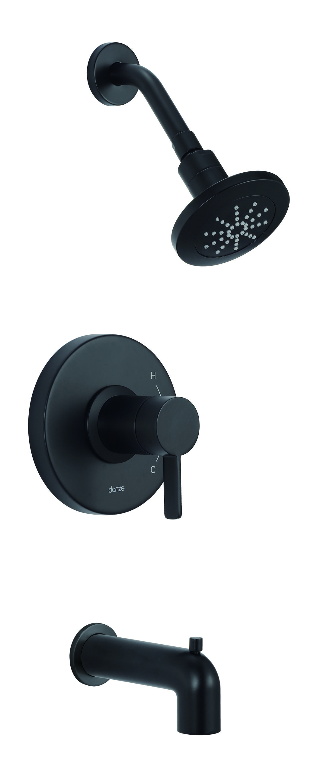 Image of Gerber Amalfi 1H Tub & Shower Trim Kit w/ Diverted On Spout & Treysta Cartridge 1.75gpm Satin Black