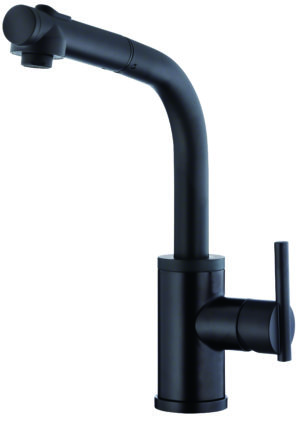 Image of Gerber Parma 1H Pull-Out Kitchen Faucet 1.75gpm Aeration and 2.2gpm Spray w SnapBack Retraction Satin Black