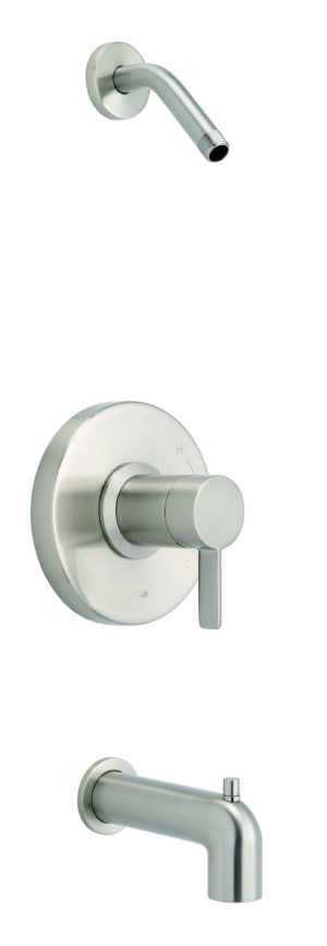 Image of Gerber Amalfi 1H Tub & Shower Trim Kit & Treysta Cartridge w/ Diverted On Spout Less Showerhead Brushed Nickel