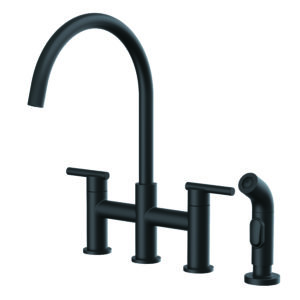 Image of Gerber Parma 2H Bridge Kitchen Faucet w/ Spray 1.75gpm Satin Black