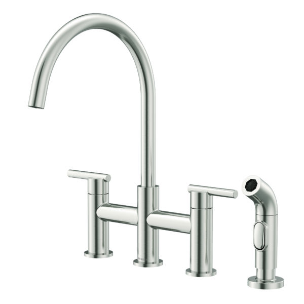 Image of Gerber Parma 2H Bridge Kitchen Faucet w/ Spray 1.75gpm Stainless Steel